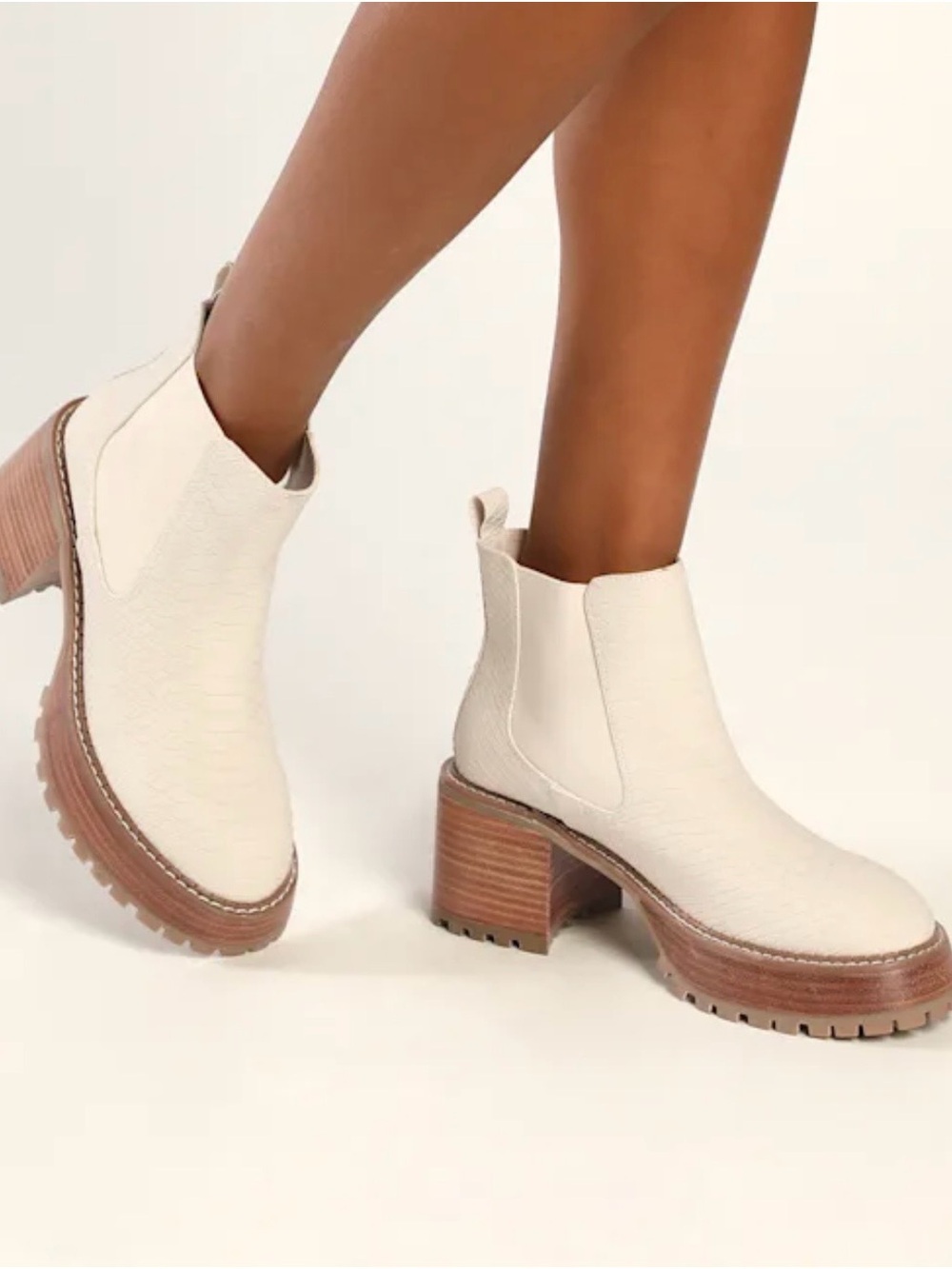 Alejandro Ivory Snake Platform Chelsea Boots